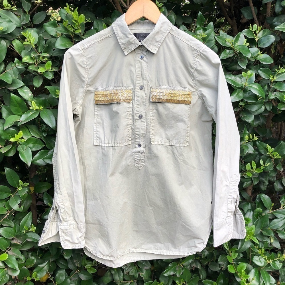 J. Crew beaded safari shirt